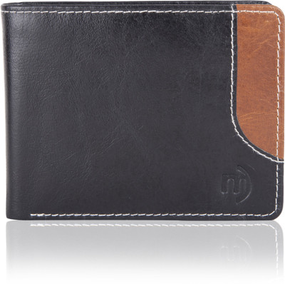 

MO DERNO Men Casual Black Genuine Leather Wallet(6 Card Slots), Black;tan 1