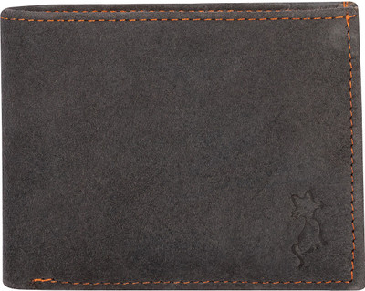 

de meow Men Grey Genuine Leather Wallet(5 Card Slots), Inner :- tan;outer :- gry