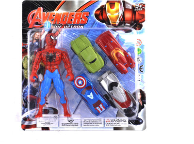 

Kidzfan Avengers Action Figure Toy Set With Ready To Go Cars | 4 Car Set(Multicolor)