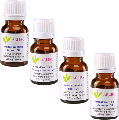 

Aruba Essentials 100% Undiluted Lemon, Evening Primrose, Basil & Lavender Oils(60 ml)