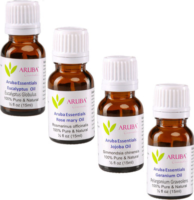 

Aruba Essentials 100% Undiluted Eucalyptus, Rosemary, Jojoba & Geranium Oils(60 ml)