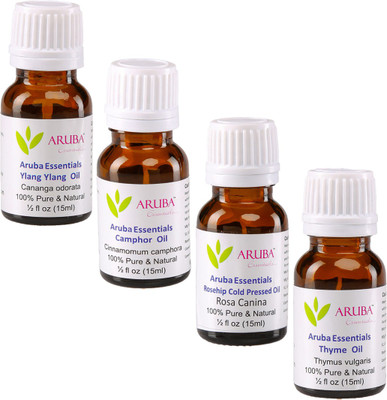 

Aruba Essentials 100% Undiluted Ylang Ylang, Camphor, Rosehip Cold Pressed & Thyme Oils(60 ml)