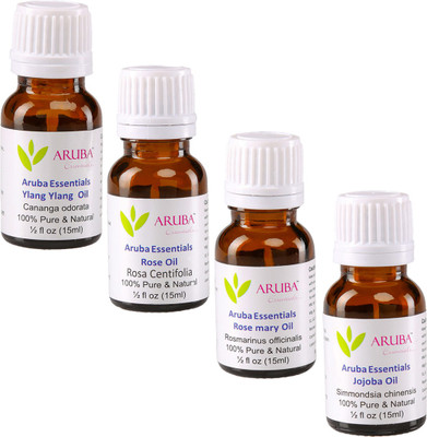 

Aruba Essentials 100% Undiluted Ylang Ylang, Rose, Rosemary & Jojoba Oils(60 ml)