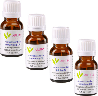 

Aruba Essentials 100% Undiluted Ylang Ylang, Rosemary, Jojoba & Geranium Oils(60 ml)