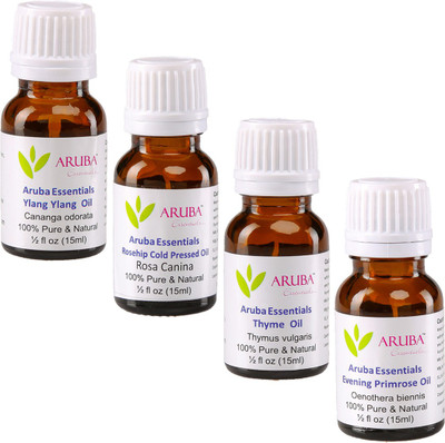 

Aruba Essentials 100% Undiluted Ylang Ylang, Rosehip Cold Pressed, Thyme & Evening Primrose Oils(60 ml)