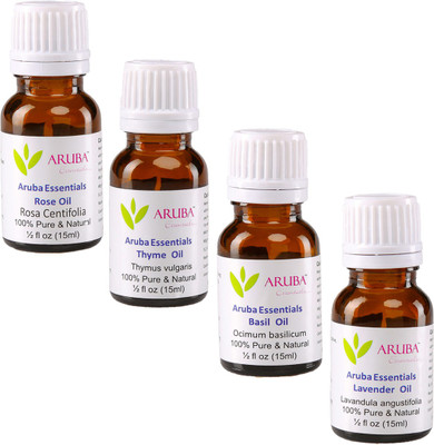 

Aruba Essentials 100% Undiluted Rose, Thyme, Basil & Lavender Oils(60 ml)