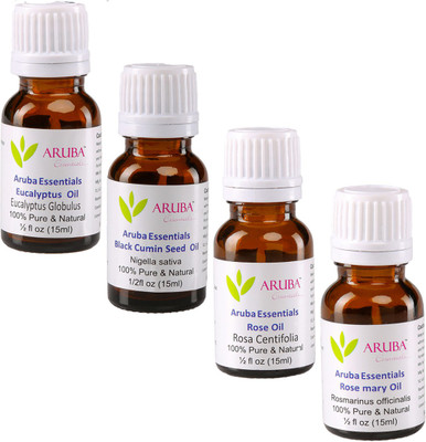 

Aruba Essentials 100% Undiluted Eucalyptus, Black Cumin Seed, Rose & Rosemary Oils(60 ml)