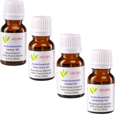 

Aruba Essentials 100% Undiluted Lemon, Rosemary, Jojoba & Geranium Oils(60 ml)