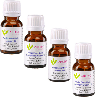 

Aruba Essentials 100% Undiluted Lemon, Rosehip Cold Pressed, Thyme & Evening Primrose Oils(60 ml)