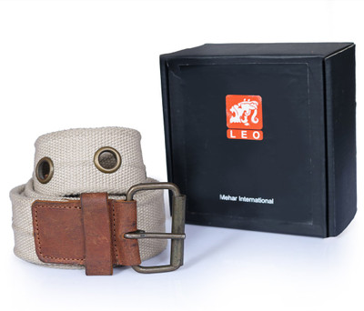 

Leo Men Casual White Genuine Leather Belt