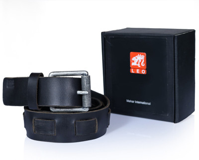 Leo Men Casual Black Genuine Leather Belt, Brown
