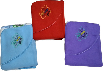 

SONAHITA Text Print, Plain  Swadding Baby Blanket(Polyester, Red, Light Blue, Purple, Light blue;purple;red