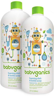 

Babyganics Foaming Dish and Bottle Soap Refill, Fragrance Free, 32oz Bottle (Pack of 2)(946 ml, Pack of 2)