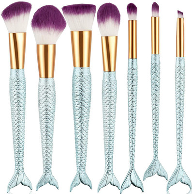 

Shrih Fish Tail Make Up Brush Set - Sky Blue(Pack of 7)
