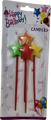 

kubergift star shape big stick pink cake topper candle (4pcs/pack) Candle (Pink, Pack of 4) Candle(Multicolor, Pack of 4)