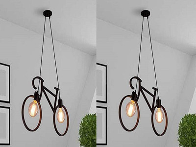 VAGalleryKing Antique New Design Trends Cycle With Alva Edison Filament Bulb Hanging Pendant Lamp Ceiling Lamp(Black)