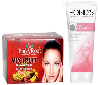 

Pink Root MIX FRUIT BLEACH 250G WITH POND'S WHITE BEAUTY FACEWASH(Set of 2)
