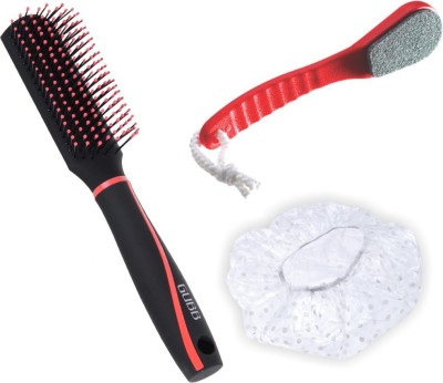 

GUBB SKIN & HAIR CARE COMBO (Pedicure File Ceramic Stone, Styling Hair Brush & Shower Caps 4s) (Set of 3)