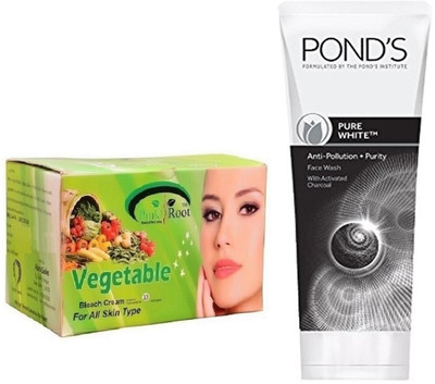 

Pink Root VEGETABLE BLEACH 250G WITH POND'S PURE WHITE ANTI POLLUTION FACE WASH 50G(Set of 2)