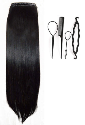 

BOXO 5 Clips Straight Hair Extensions For Women Synthetic Hair Extensions Black(Set of 5)