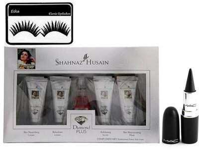 

Eska EyeLashes, Shahnaz Husain Diamond Facial Kit & Mac Stick Kajal(Set of 3)