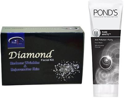 

Pink Root DIAMOND KIT 83G WITH POND'S PURE WHITE ANTI POLLUTION FACE WASH 50G(Set of 2)