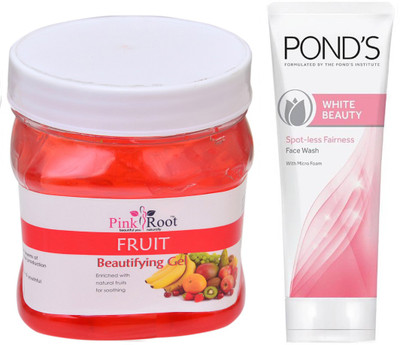 

Pink Root FRUIT GEL 500G WITH POND'S WHITE BEAUTY FACEWASH(Set of 2)