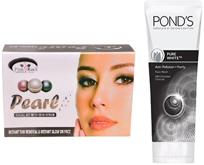 

Pink Root PEARL KIT 83G WITH POND'S PURE WHITE ANTI POLLUTION FACE WASH 50G(Set of 2)