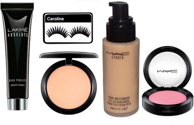 

caroline Eyelashes, Compact, Waterweight Foundation, Blusher With Absolute Blue Perfect Makeup Primer(Set of 5)