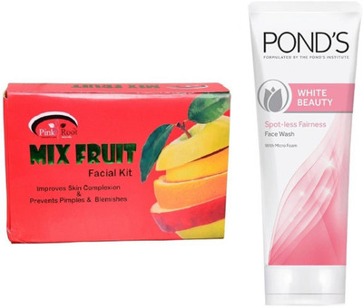 

Pink Root MIX FRUIT KIT 83G WITH POND'S WHITE BEAUTY FACEWASH(Set of 2)
