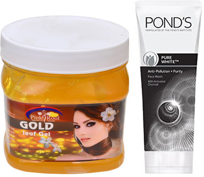 

Pink Root GOLD GEL 500G WITH POND'S PURE WHITE ANTI POLLUTION FACE WASH 50G(Set of 2)