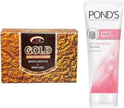 

Pink Root GOLD KIT 83G WITH POND'S WHITE BEAUTY FACEWASH(Set of 2)