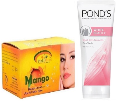 

Pink Root MANGO BLEACH 250G WITH POND'S WHITE BEAUTY FACEWASH(Set of 2)