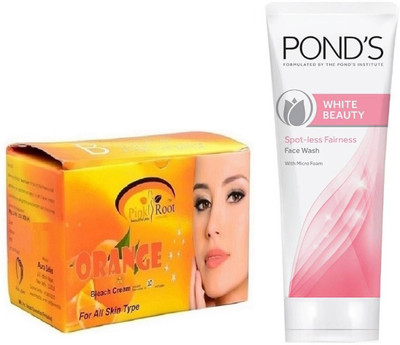 

Pink Root ORANGE BLEACH 250G WITH POND'S WHITE BEAUTY FACEWASH(Set of 2)