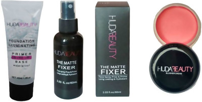 

Huda Beauty COMBO OF WATERPROOF PRIMER WITH BLUSHER CREAM & MATTE MAKEUP FIXER FOR LONG LASTING MAKEUP(Set of 3)