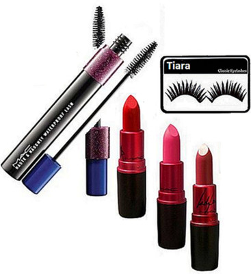 

tiara Eyelashes , Mac Hauty And Naughty mascara , Lady gaga Lipstick Pack Of 3(Set of 5)