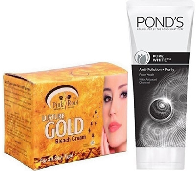 

Pink Root GOLD BLEACH 250G WITH POND'S PURE WHITE ANTI POLLUTION FACE WASH 50G(Set of 2)