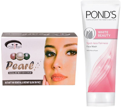 

Pink Root PEARL KIT 83G WITH POND'S WHITE BEAUTY FACEWASH(Set of 2)