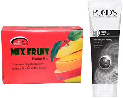 

Pink Root MIX FRUIT KIT 83G WITH POND'S PURE WHITE ANTI POLLUTION FACE WASH 50G(Set of 2)