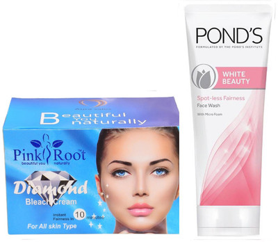 

Pink Root DIAMOND BLEACH 250G WITH POND'S WHITE BEAUTY FACEWASH(Set of 2)