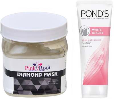 

Pink Root DIAMOND MASK 500G WITH POND'S WHITE BEAUTY FACEWASH(Set of 2)