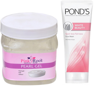 

Pink Root PEARL GEL 500G WITH POND'S WHITE BEAUTY FACEWASH(Set of 2)