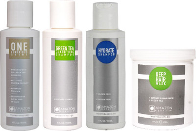 

AMAZON KERATIN One Anti-Frizz Keratin Treatment, Green Tea Clarifying Shampoo, Deep Hair Mask and Hydrate Shampoo(Set of 4)