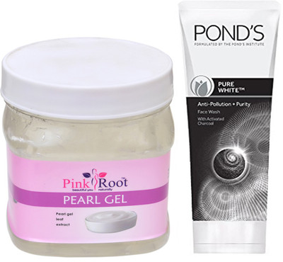 

Pink Root PEARL GEL 500G WITH POND'S PURE WHITE ANTI POLLUTION FACE WASH 50G(Set of 2)