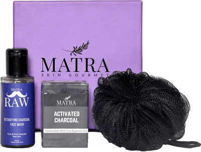 

matra Naturals Raw Man Activated Charcoal Luxury Skincare Hamper Gift Set - Bath and Beauty Box, Perfect Gift for all occasions - Birthdays, Anniversary, Weddings, Men, Women(Set of 3)