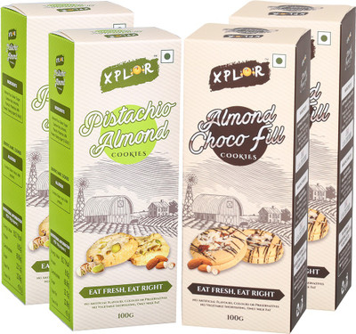 

Xplor Pistachio Almond,2pc + Almond Choco Fill,2pc Cookies (4 Packs of 100 gm Each)(400 g, Pack of 4)