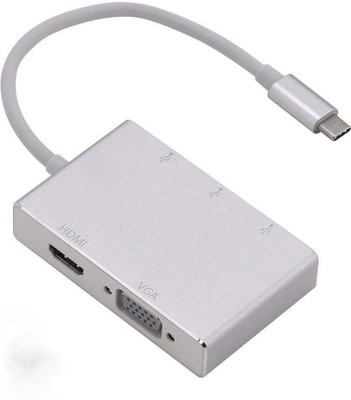 

Tobo USB Type C to HDMI/VGA/ 3 x USB 3.1 Type C HUB Adapter, USB C HUB (Thunderbolt 3 Compatible) USB C 2K HDMI Digital AV Multi-Port Adapter HDMI Adapter(Compatible with Laptops, Silver)