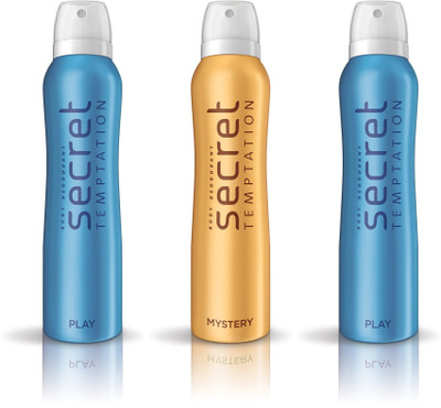 

Secret Temptation 2 Play & 1 Mystery Pack of 3 Deodorant Spray - For Women(450 ml, Pack of 3)
