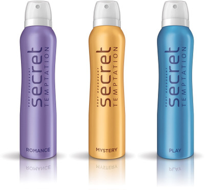 

Secret Temptation Romance, Mystery & Play Pack of 3 Deodorant Spray - For Women(450 ml, Pack of 3)