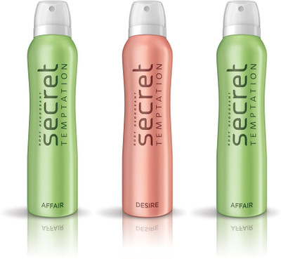 

Secret Temptation 2 Affair & 1 Desire pack of 3 Deodorant Spray - For Women(450 ml, Pack of 3)